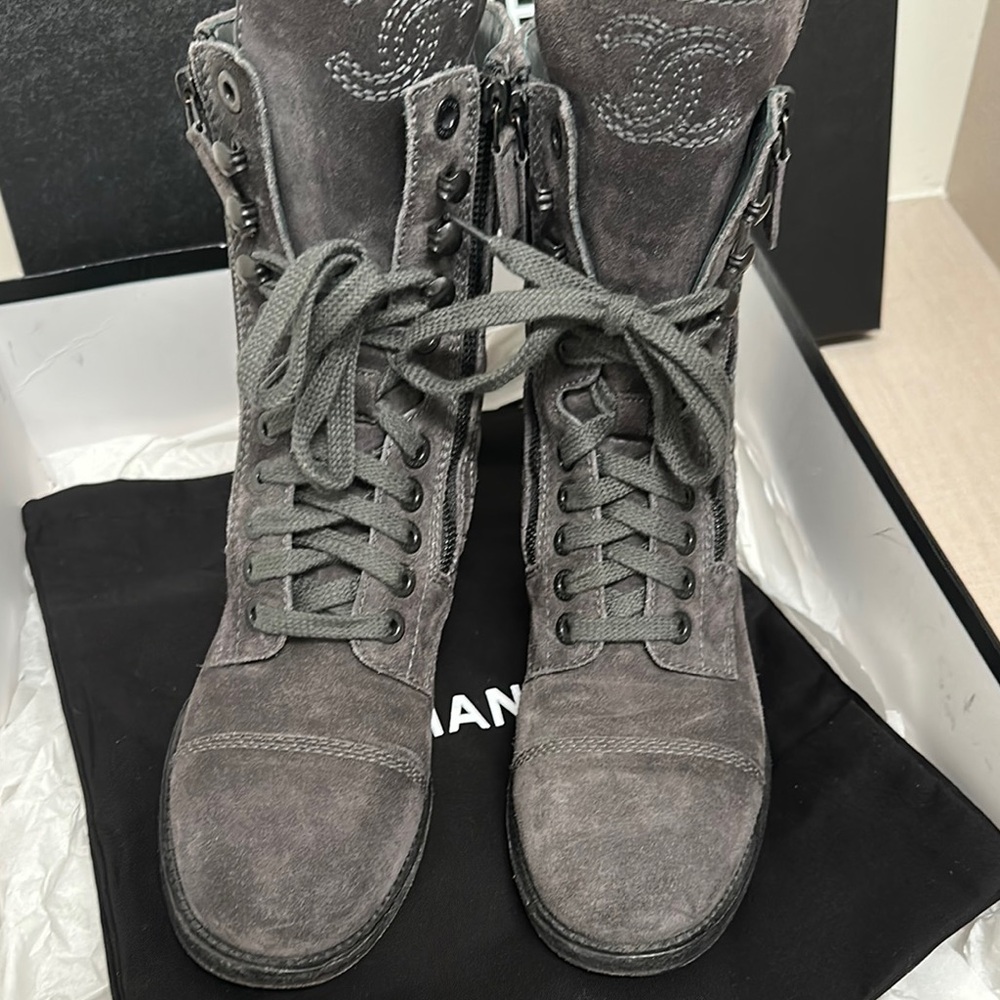 100% AUTHENTIC CHANEL Gray Women’s Boots - Picture 2 of 16